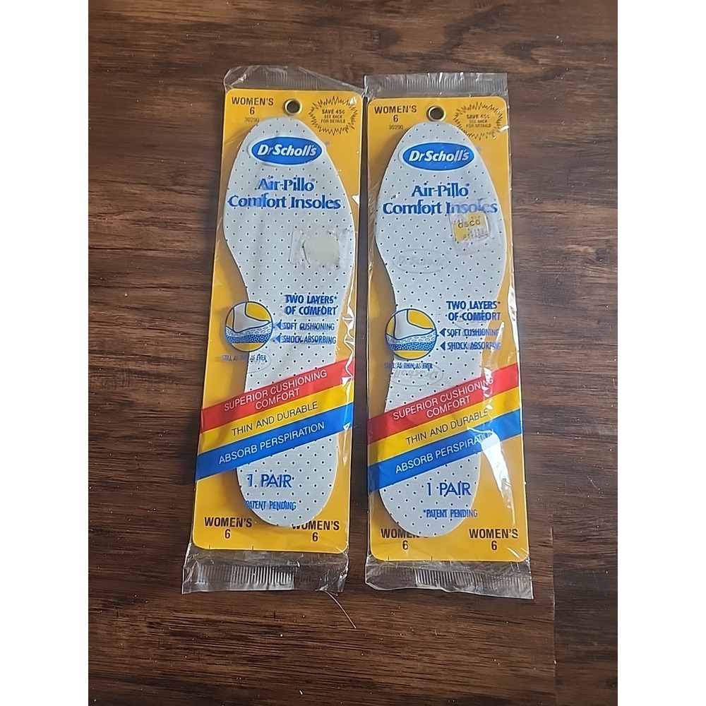 Vintage Dr. Scholl's Air-Pillo Comfort Insoles Women Size 6 2 Layers New 1984